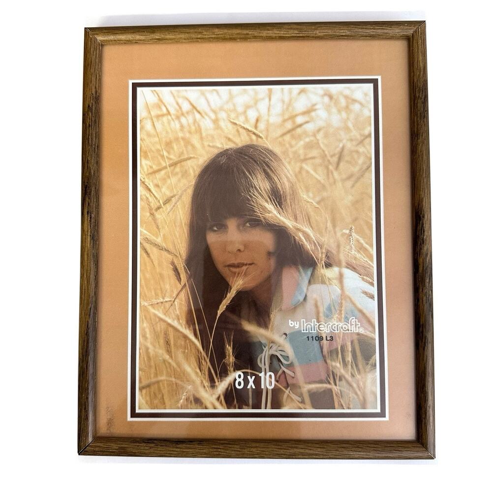 Vintage Intercraft Faux Wood Picture Frame Brown 8 x 10 Freestanding Retro